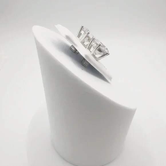 Cubic Zirconia Stud Earrings 925 Sterling Silver 3 ct - Picture 9 of 10